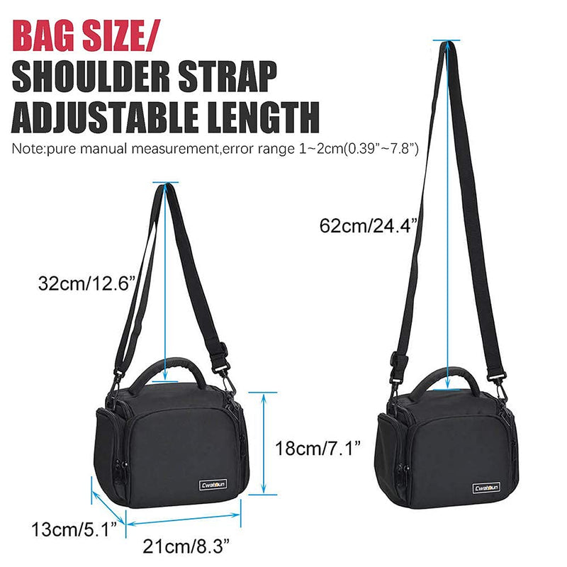 Cwatcun Single Shoulder Crossbody Compact Camera Bag Case Compatible for Canon Nikon Sony SLR DSLR Mirrorless Cameras and Lenses Waterproof Black 1.0 BLACK S