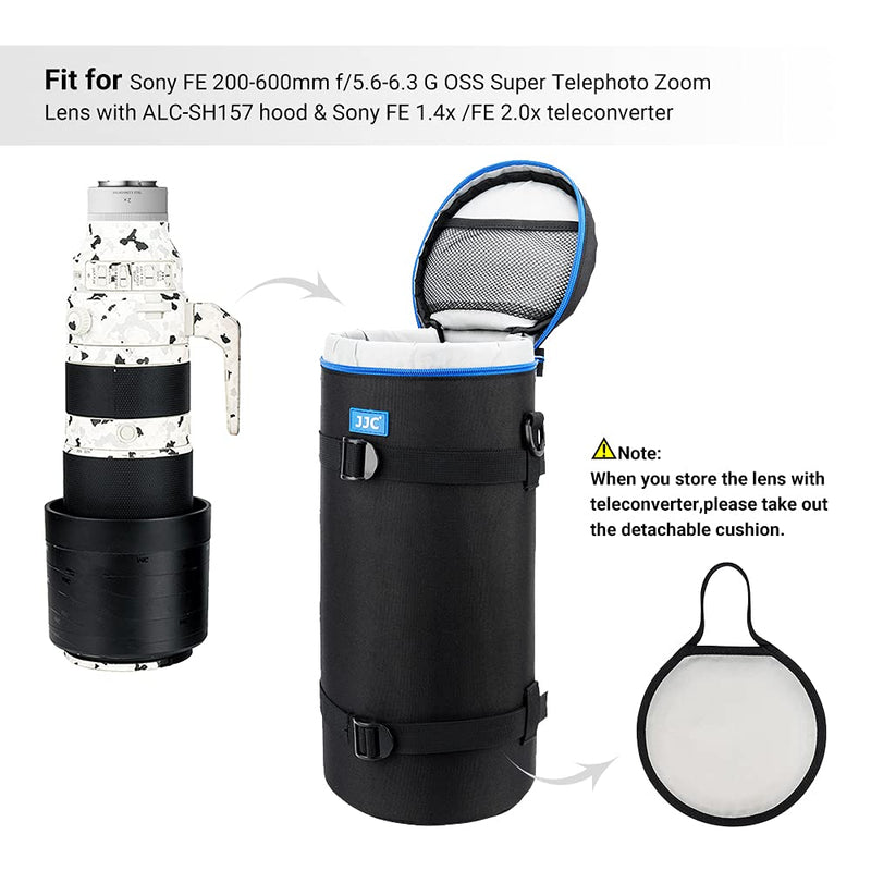 [AUSTRALIA] - JJC Camera Lens Pouch Case for Sony FE 200-600mm f/5.6-6.3 G OSS Super Telephoto Zoom Lens with Reversed Lens Hood &Teleconverter, Zipper Polyester Lens Protective Bag Interior Size 5.51X14.57” XXXXXL 