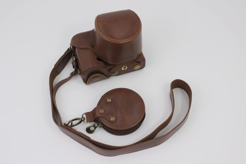 ZV-E10 Case, BolinUS Handmade PU Leather Fullbody Camera Case Bag Cover for Sony ZV-E10 ZVE10 with 16-50mm Lens Bottom Opening Version + Neck Strap + Mini Storage Bag (Coffee) Coffee