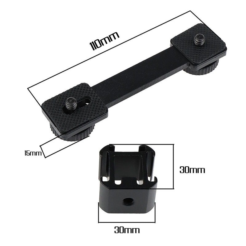 Cold Shoe Mount Adapter Triple Cold Shoe Extension Bar with 1/4inch Screws Black Aluminum Alloy Sport Cameras Monitors DSLRs Stabilizer