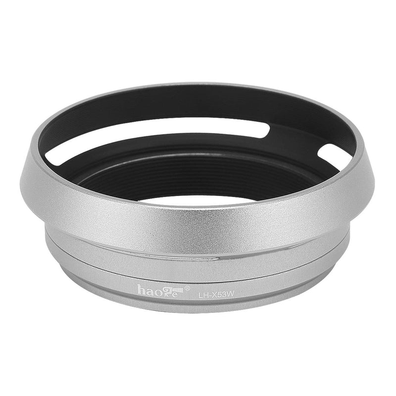 Haoge LH-X53W 3in1 Lens Hood with Adapter Ring with Cap Set for Fujifilm Fuji FinePix X70 X100 X100S X100T X100F X100V Camera Silver Replaces Fujifilm LH-X100