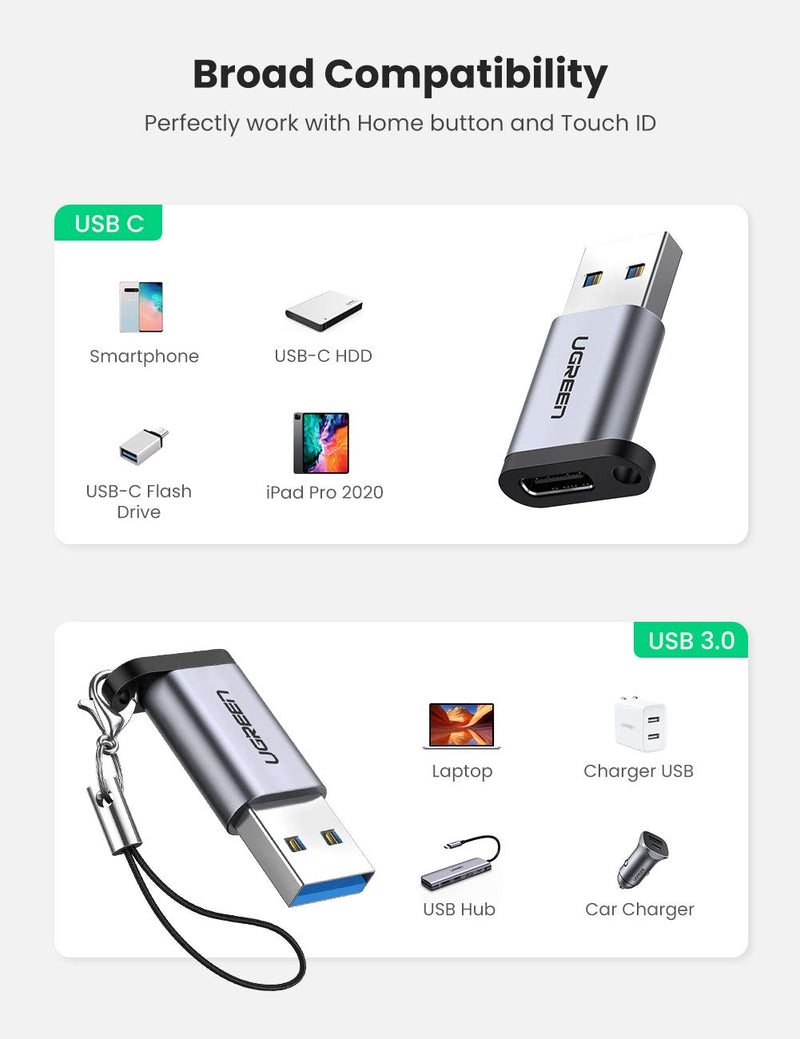 UGREEN USB C to USB 3.0 Adapter USB C Female to USB Male Adapter USB C 3.1 Adapter 5Gbps Compatible with MacBook Pro 2018/2017 iPad Pro 2020/2018 Galaxy Note20 Ultra Laptops Chargers and More