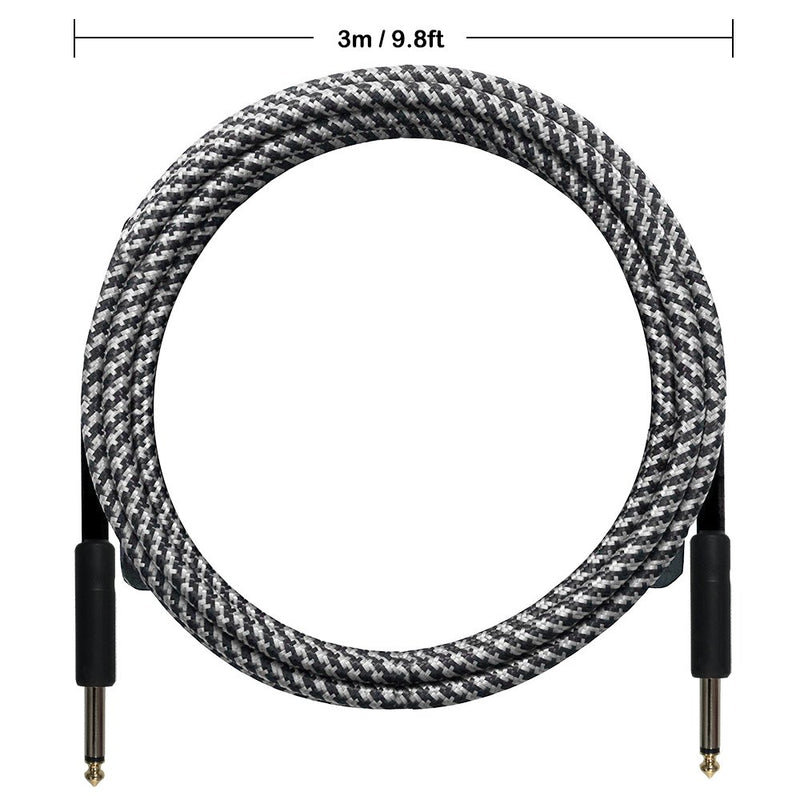 [AUSTRALIA] - Guitar Cable, DaKuan 2 Packs 10 Ft Guitar Cable, 1/4” Straight Plugs, Premium Electric Instrument Cable, Bass Cable with 12 Picks - Yellow and White 