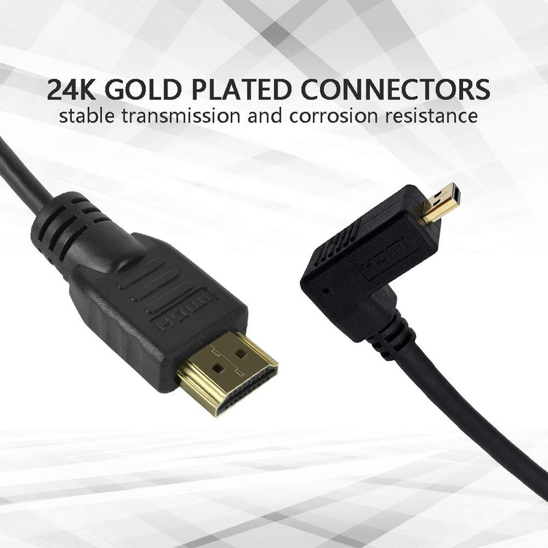Copeak High Speed HDMI to Micro HDMI Cable Coiled Right Angle Micro HDMI to Full HDMI Male Cable 11.8""/30cm High Speed Support 1080p Ethernet & Audio Return right angle 30cm