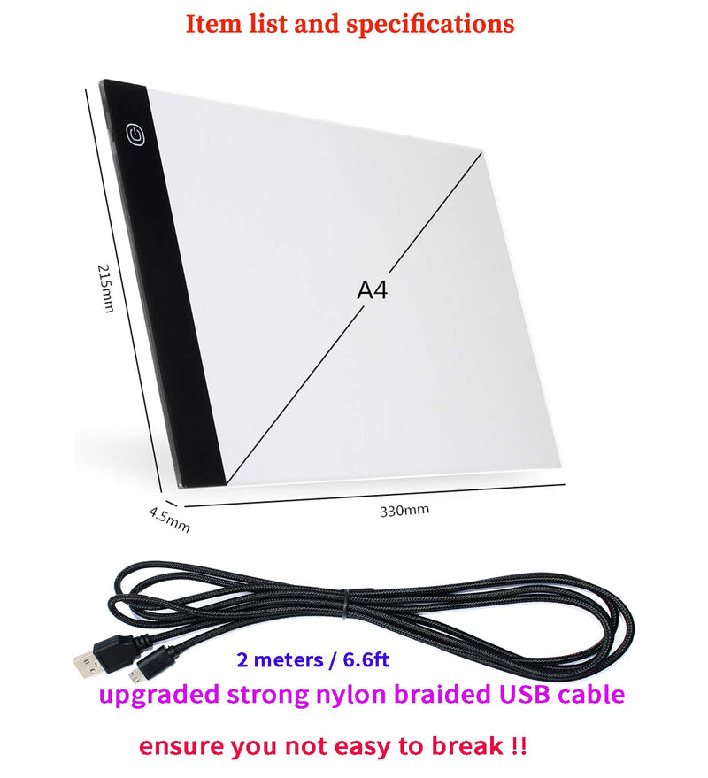 A4 Ultra-Thin Portable LED Light Box Tracer USB Power LED Artcraft Tracing Light Pad Light Box for Artists,Drawing, Sketching, Animation LED pad a4