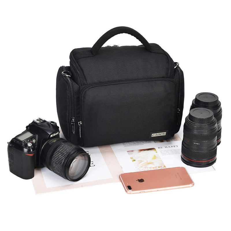 [AUSTRALIA] - CADeN Camera Shoulder Crossbody Bag Case Compatible for Nikon, Canon, Sony SLR/DSLR Mirrorless Cameras and Lenses Waterproof Black Large 