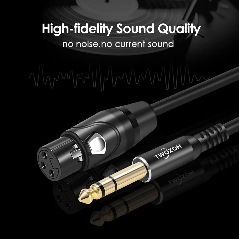 Twozoh XLR Female to 1/4 Inch (6.35mm) TRS Cable, Quarter Inch Jack Balanced to XLR Microphone Cable 1FT (Profesional/HiFi) Female 1-PACK