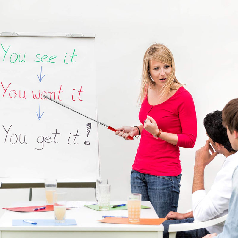 Tinksky Telescopic Teachers Pointer,Teaching Pointer,Hand Pointer Extendable Telescopic Retractable Pointer Handheld Presenter Classroom Whiteboard Pointer (Red)