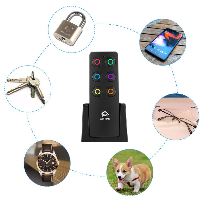 Wireless Key Finder, WOHOME Key Tracker Anti-Lost Alarm RF Item Key Locator for Key Chain Tracker Pet Tracker Wallet Tracker Remote Finder (6 Receivers)