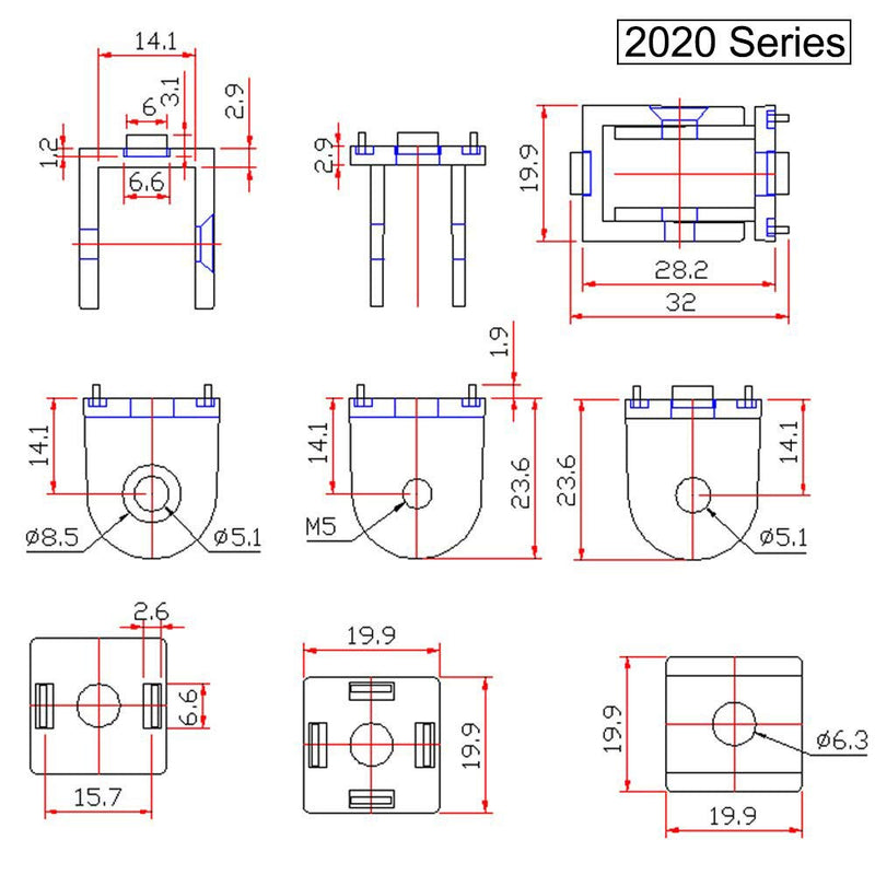 PZRT 2 Sets 2020 Series Aluminum Extrusion Profile Die-Cast Zinc Alloy Flexible Pivot Joint Connector for Aluminum Profile 20s