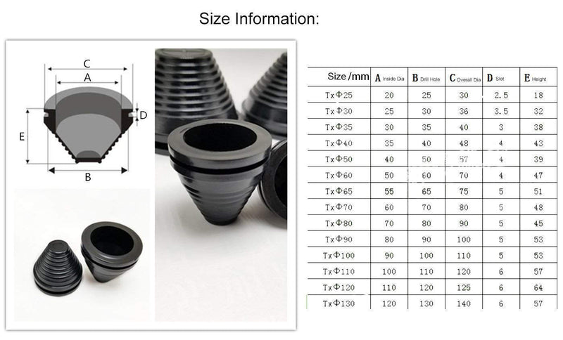 Flyshop 2" (50mm) ID 2-3/8" (60mm) Drill Hole, Hole Grommets Synthetic Rubber Grommets Wire Protection Firewall Hole Plug, Tower-Shaped, 4-Pack 2-3/8" (Drill Hole Size)