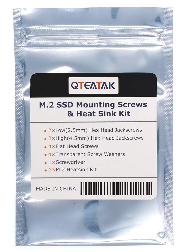 QTEATAK PCIe NVMe M.2 2280 SSD Heatsinks Cooler & Mounting Screws Screwdriver Kit