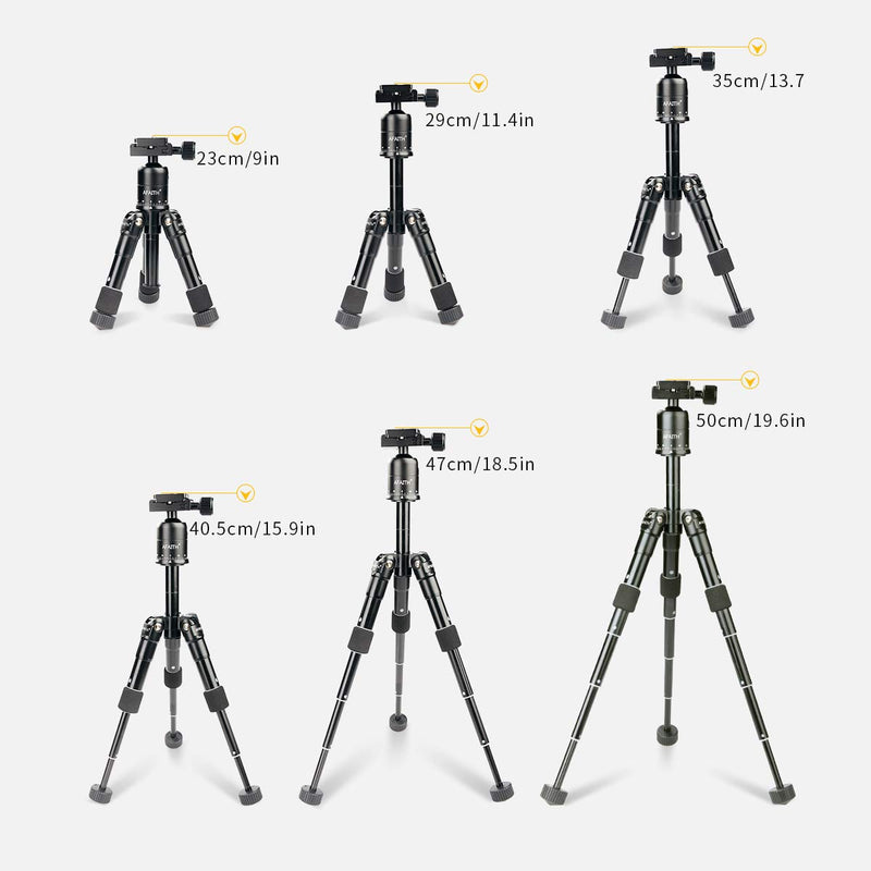 AFAITH 20 inches Tabletop Tripod, Lightweight Travel Tripod with 360° Panorama, 1/4 inches Quick Release Plate Desktop Macro Tripod Stand for Canon Nikon DSLR Camera