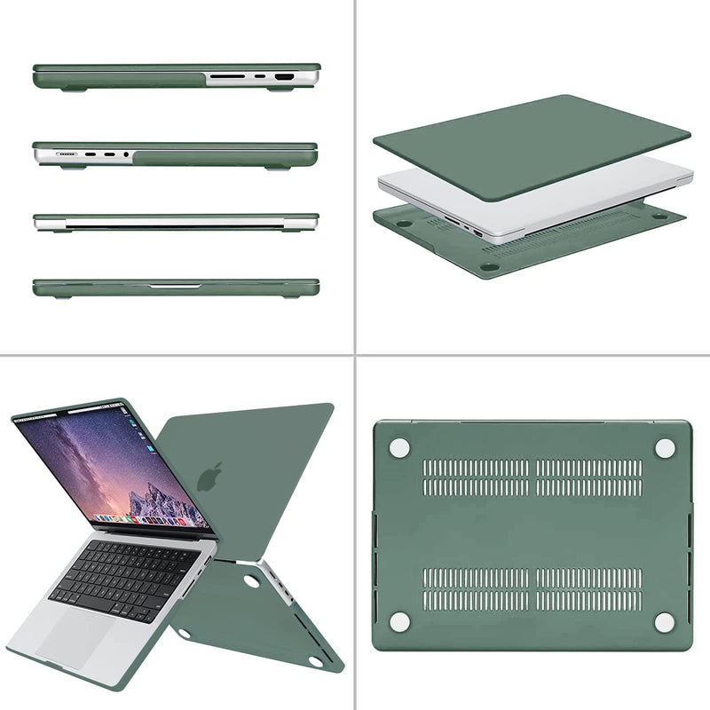 MOSISO Compatible with MacBook Pro 14 inch Case 2021 2022 Release A2442 M1 Pro/Max with Liquid Retina XDR Display Touch ID, Plastic Hard Shell&Keyboard Skin&Screen Protector&Storage Bag,Midnight Green Midnight Green