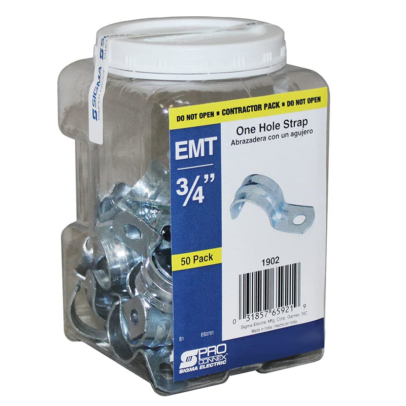 [AUSTRALIA] - Sigma Electric ProConnex 1902 EMT One-Hole Strap 3/4-Inch, 50-Pack, Gray 1 Set 