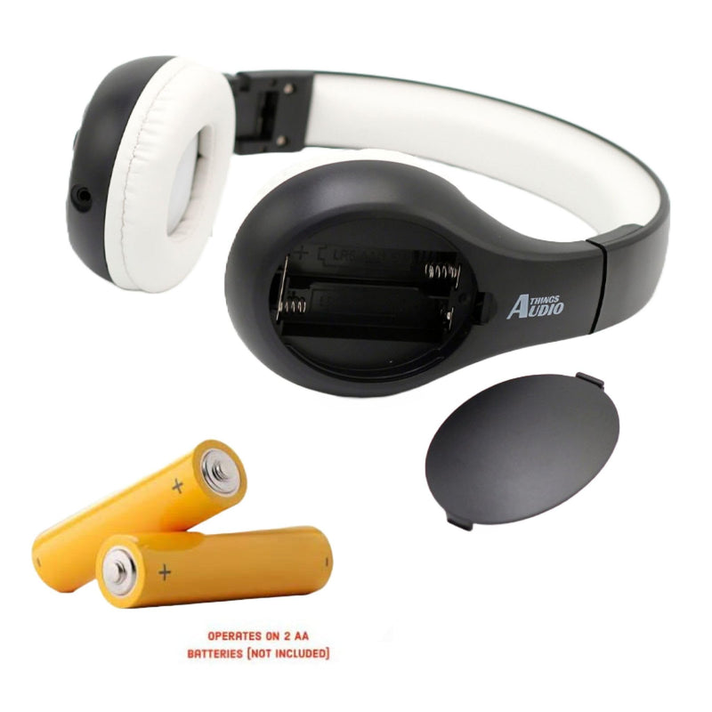 Things Audio Portable Personal FM Radio Headphones Pull-Out Antenna for Great Reception, Walking, Jogging, Relaxing, School, Talk Radio - Powered by 2AA Batteries (Not Included) (Black & White) Black & White