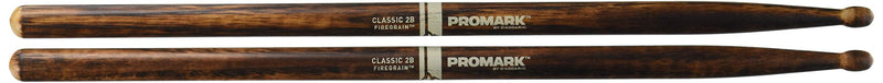 ProMark Classic Forward 2B FireGrain Hickory Drumsticks, Oval Wood Tip, One Pair Classic, Forward 2B