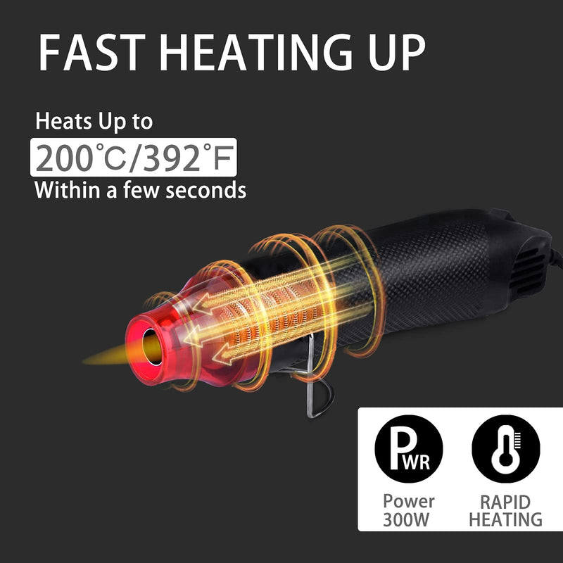 FloweryOcean Heat Shrink Tubing Kit - 2:1 Shrink Ratio,328Pcs Wire Shrink Wrap Tubing and 300W Mini Heat Gun - for Shrink Wrapping, Wire and Cable Repair, Hand Crafts