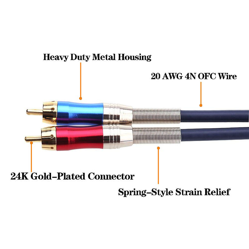 TISINO XLR to RCA Y-Cable, XLR Female to Dual RCA Adapter Y-Splitter Duplicator Lead Unbalanced Stereo Audio Interconnect Cable -1.6 feet/50cm 1.6 feet