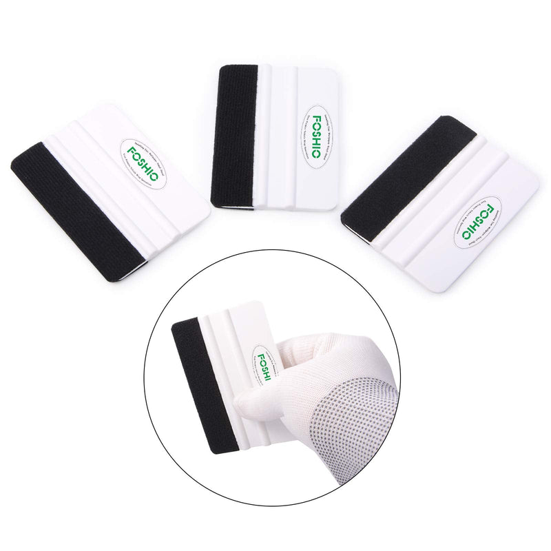 FOSHIO 4 Inch Felt Squeegee for Car Window Tint, Vinyl Installing Application Tool Car Wrap Paste Vinyl Squeegee Wrapping Medium Hardness Tools Hand Application Squeegee -White PP Scraper