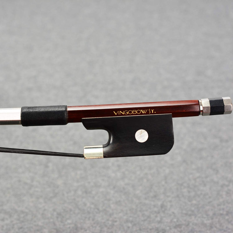 [AUSTRALIA] - Black Horse Hair 4/4 Size Double Bass Bow French Model Wild Tone VINGOBOW 300BFB 72.5cm Brazilwood Stick Ebony Frog Straight Stick Smooth Tuner Easy Rosin Neat Works for High Level Student 