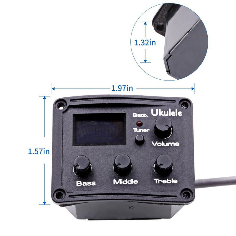 Timiy Ukulele Guitar 3-Band EQ Equalizer Preamp Amplifier Chromatic Tuner Piezo Pickup (pack of 1)