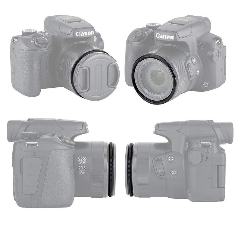 58mm Metal Lens Filter Adapter Ring for Canon SX70 HS, SX60 HS, SX50 HS, SX40 HS, SX30 is, SX20 is, SX10 is, SX1 is, SX540 HS, SX530 HS, SX520 HS Digital Camera Replaces Canon FA-DC67A Adapter Ring