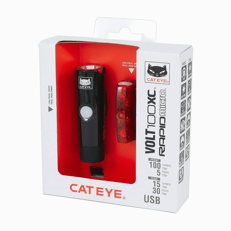 CatEye - Volt 100 XC Rechargeable Headlight and Rapid Micro Rear Bike Light