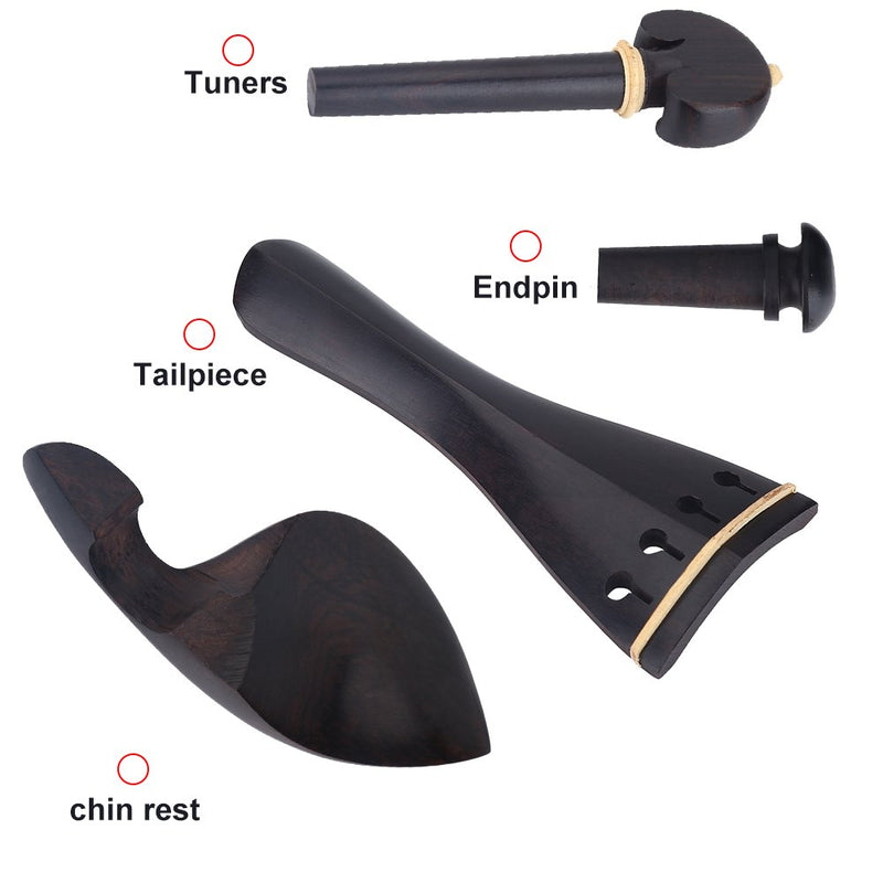 Bnineteenteam 1Set Wood 4/4 Violin Parts Set Include Chin Rest,Tuning Pegs,Bridge Pins and Tailpiece