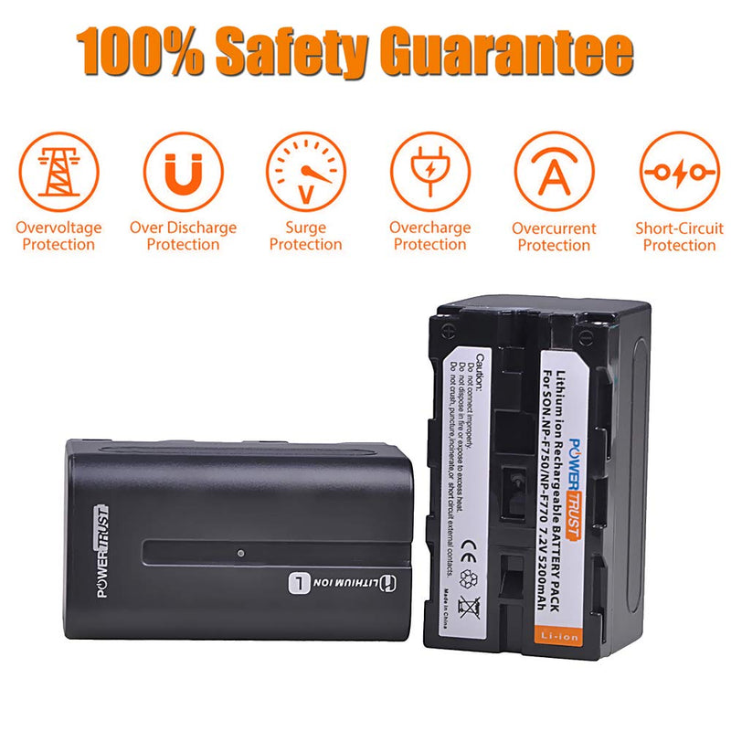 PowerTrust NP-F750 NP-F770 Battery for Sony F750 F770 NP-F730 NP-F960 NP-F970 NP-F550 CD-SC5 CCD-TRV80PK DCR-TRV820 CCD-SC55 Batteries