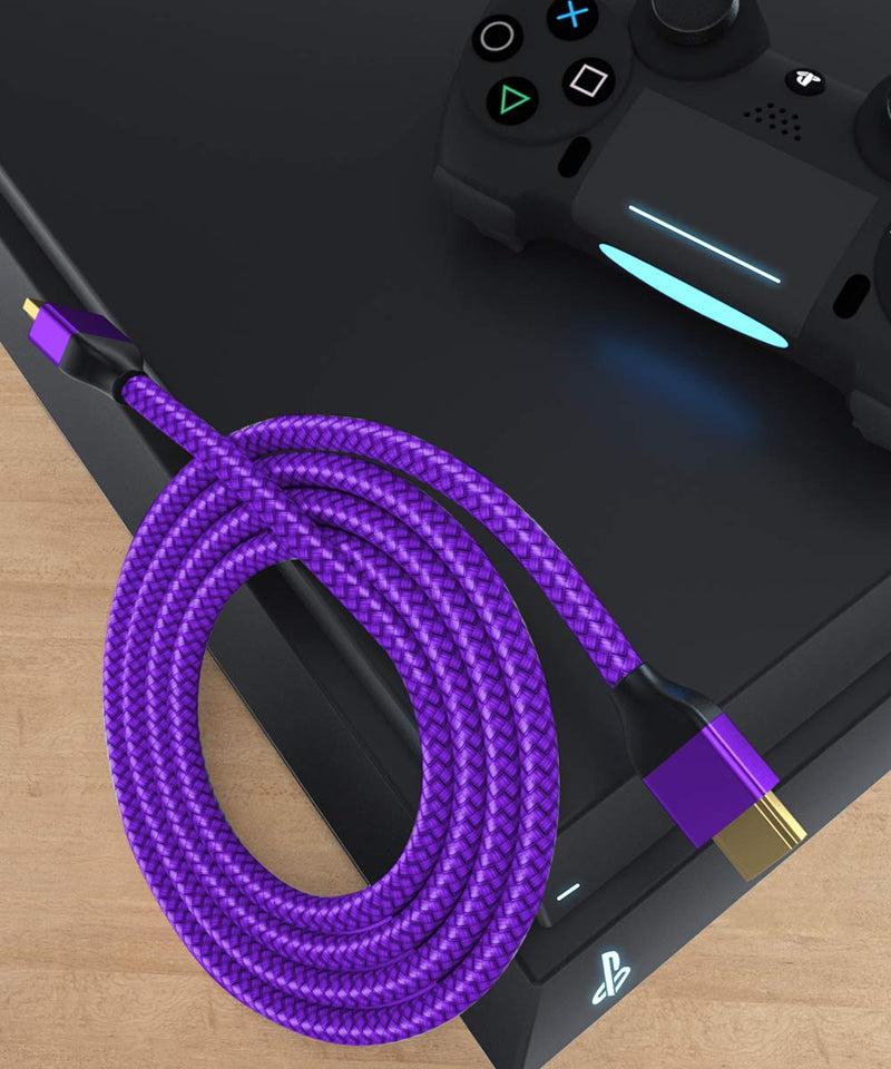 8K 60Hz HDMI Cable 6.6FT 2-Pack,Certified 48Gbps 7680P Ultra High Speed HDMI Cord for Apple TV,Roku,Samsung QLED,2.0 2.1,Sony Playstation,PS5,PS4,Xbox One Series X,eARC HDR HDCP 2.2 2.3,4K 120Hz 144Hz Purple