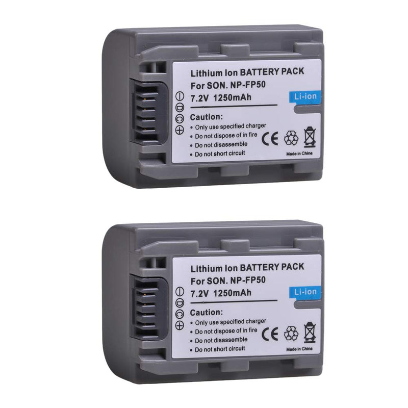 [AUSTRALIA] - Batmax 2 Pack 1250mAh NP-FP50 Battery + USB LCD Dual Charger for Sony NP-FP30 NP-FP60 NP-FP70 NP-FP71 Battery and Sony DCR-DVD103 DVD105 DVD202E DVD203 DVD205 DVD305 DVD92 
