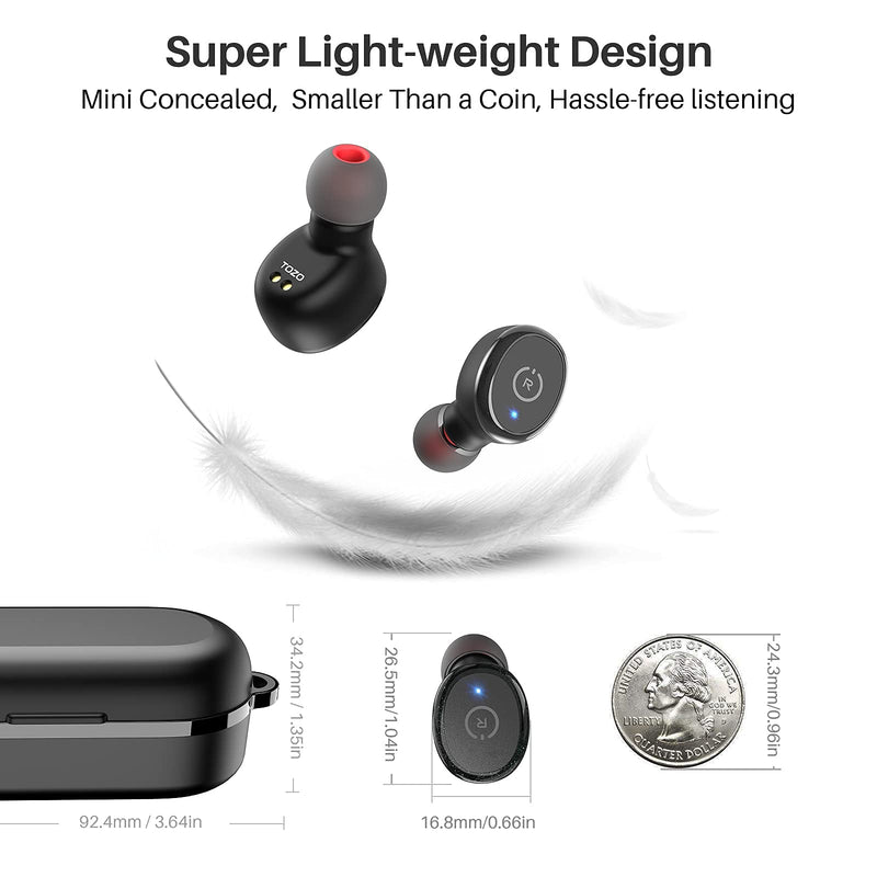 TOZO T10 Bluetooth 5.0 Wireless Earbuds with Wireless Charging Case IPX8 Waterproof Stereo Headphones in Ear Built in Mic Headset Premium Sound with Deep Bass for Sport Black 1