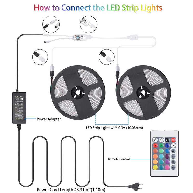 [AUSTRALIA] - Smart LED Strip Lights,10M 32.8Ft RGB WiFi Wireless Waterproof Remote Control Rope Light with Alexa Google Assistant for Kitchen Bar Eaves Home Part 32.8ft/10m 