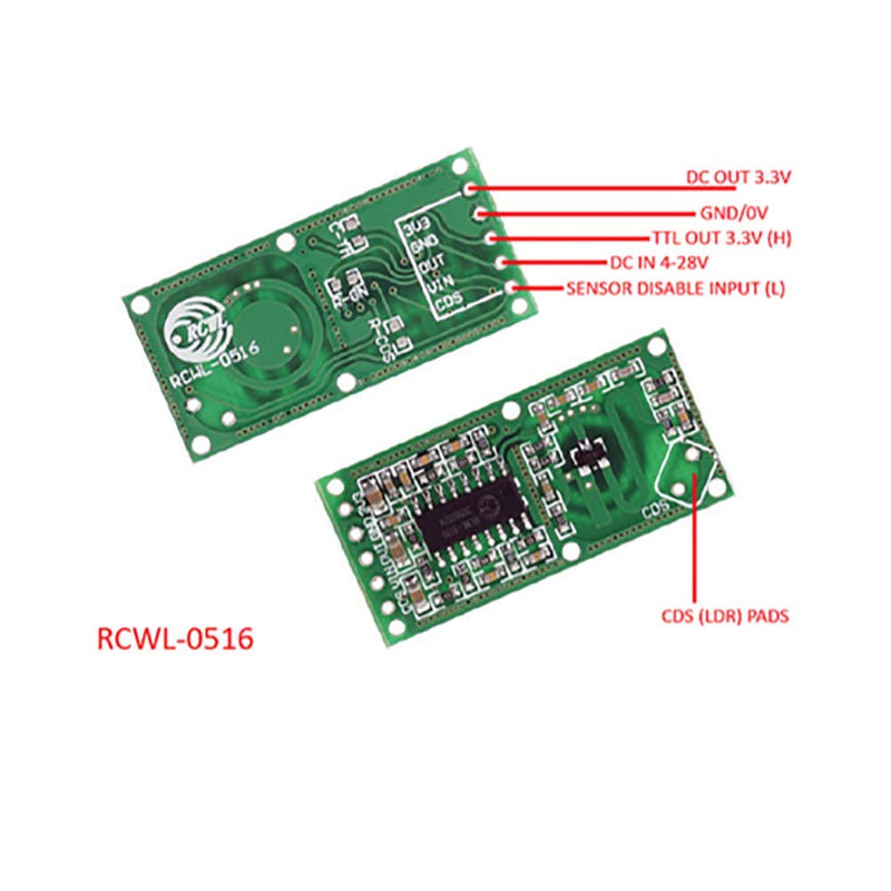 DIYmall RCWL-0516 Motion Detection Sensor, Microwave Radar Sensor, Switch Module, for Arduino ESP8266 Nodemcu Wemos, for Raspberry PI, for Human Rat Cat Detector, Detection Distance 5-7m