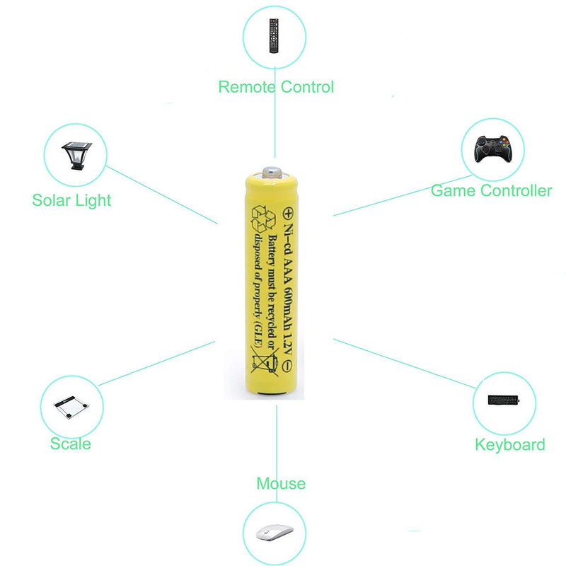 QBLPOWER NiCd AAA 1.2V 600mAh Triple A Rechargeable Batteries for Outdoor Solar Lights Solar Lamp Garden Light (8 Pack) 8 Pack AAA