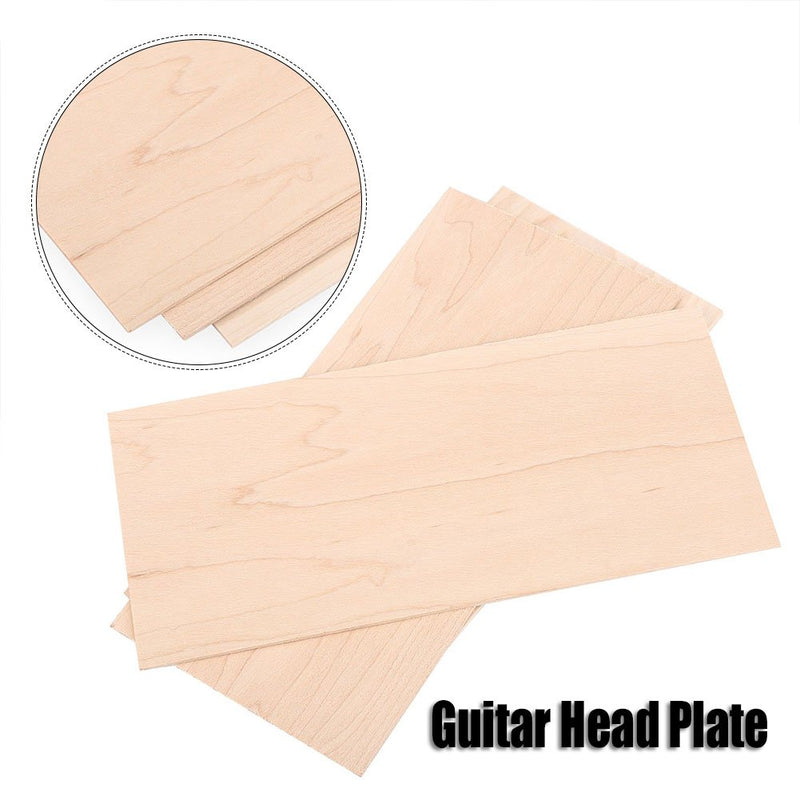 Guitar Veneer, 3Pcs Maple Wood Guitar Head Veneer Shell Sheet Headplate Replacement