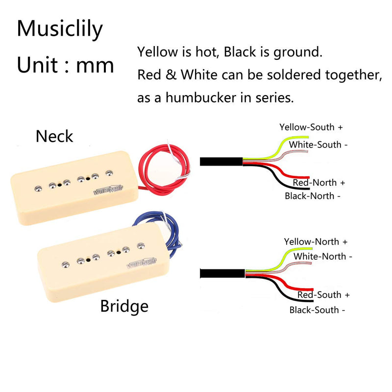 Wilkinson M Series Ceramic Stacked P90 Soapbar Pickups Single Coil Sized Humbucker Neck & Bridge Pickup Set for SG/Les Paul Electric Guitar, Black