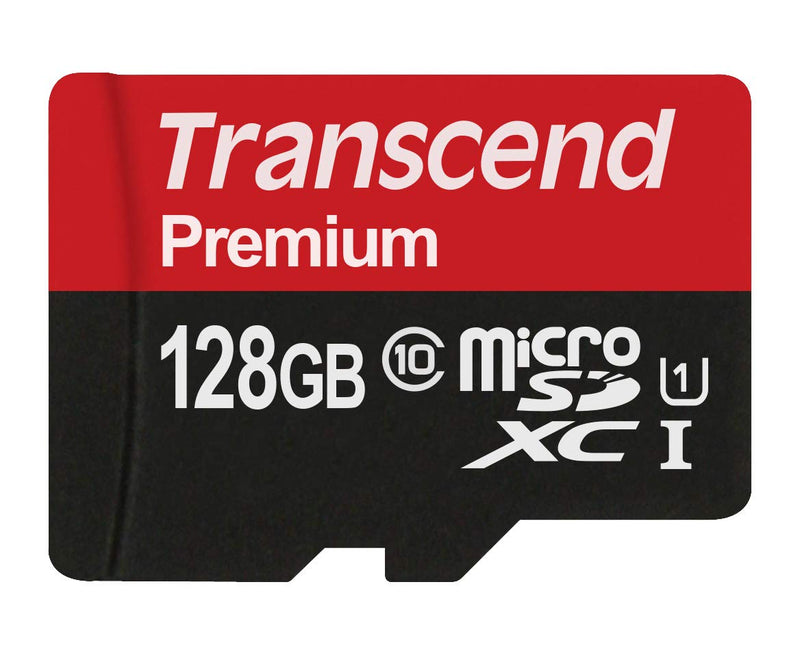 Transcend 128GB MicroSDXC Class10 UHS-1 Memory Card with Adapter 45 MB/s (TS128GUSDU1)