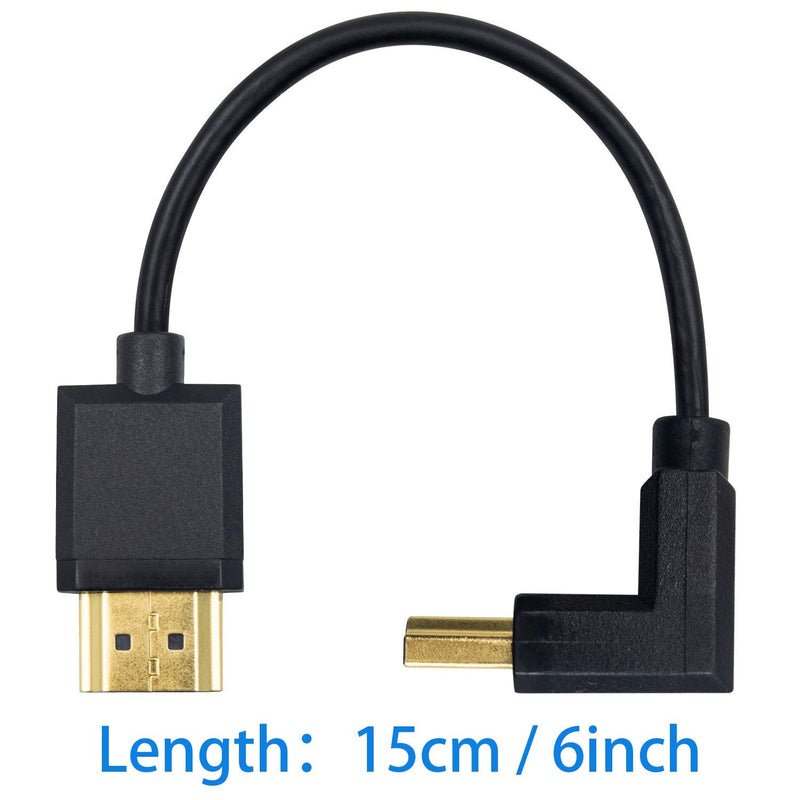 Duttek 4K HDMI Cable, HDMI to HDMI Cable, Extremely Thin UP Angled HDMI Male to Male Extender Cable for 3D and 4K Ultra HD TV Stick HDMI 2.0 Cord 0.15M/ 6 Inch UP Angled 15cm
