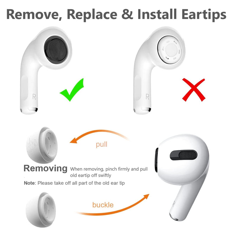 Airpod Pro Tips [6 Pairs] Earbud Replacements for Apple Airpods Pro & Airpods Pro 2nd Generation - Small, Medium and Large (White)