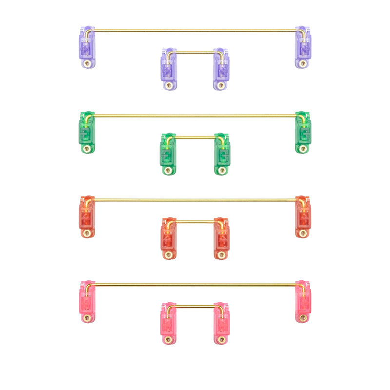 Gold-Plated PCB Screw-in Stabilizers， 2u 6.25u 7u，Keyboard Stabilizers ，with Nylon Washers （Golden Wire+ Red 100% Keyboard） Golden wire+ Red 104 Set