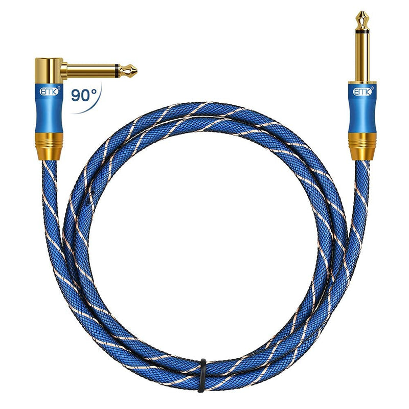 Right Angle Guitar Cable 6.35mm1/4'' Mono Audio Cable Jacket Nylon Braided 6.35mm Guitar Instrument Lead for Spearker Electronic Bass Keyboard Power amplifier 16ft/5m