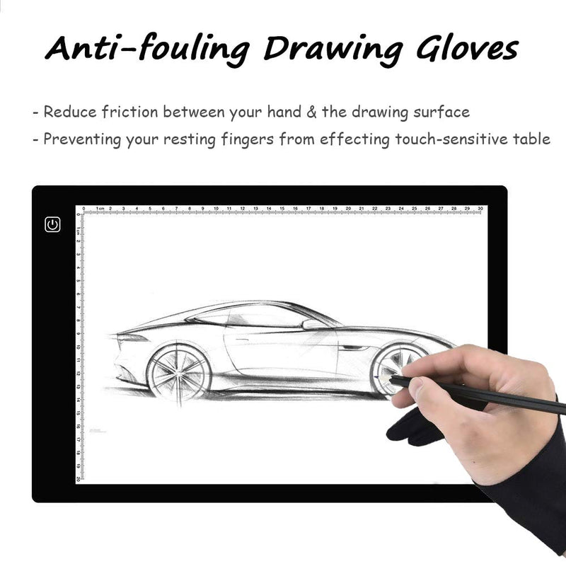 Bestgle Artist Drawing Glove, 2-Fingers Graphic Drawing Glove Left & Right Hand Use for Light Box, Graphic Tablet, Pen Display, iPad Pro Pencil(6 Pack, Black)