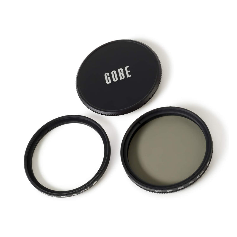 Gobe 43mm UV + Circular Polarizing (CPL) Lens Filter Kit (2Peak)