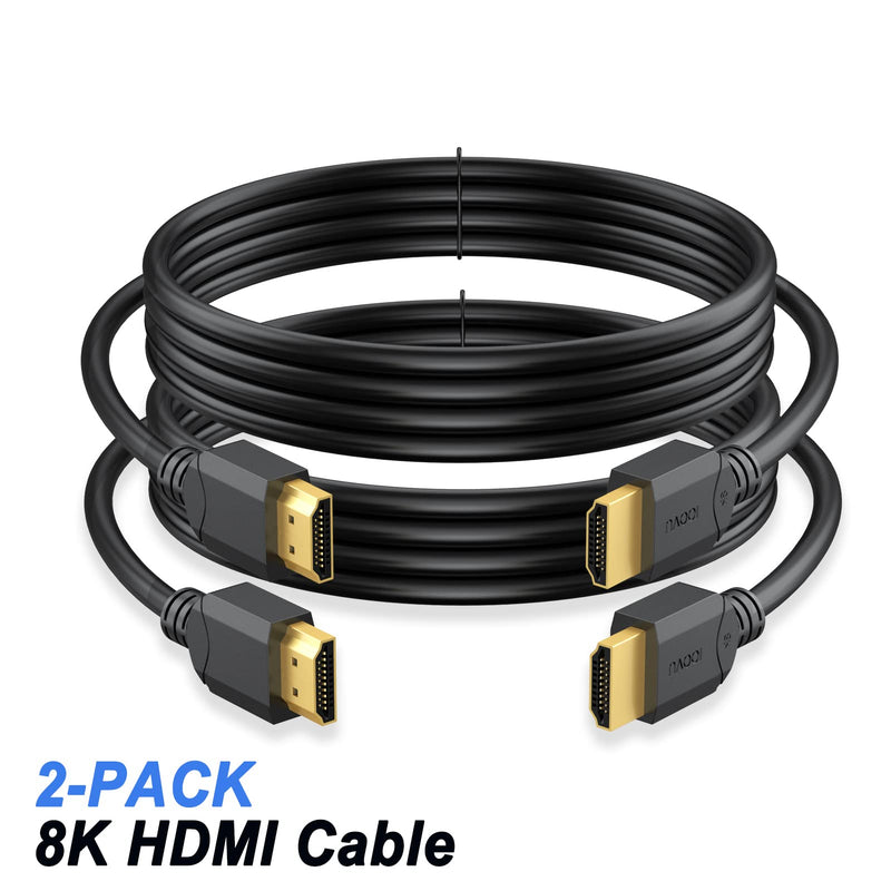 8K HDMI Cable 6FT 2-Pack, HDMI 2.1 Cable 48Gbps Cord Supports 8K@120Hz, 4K@144Hz, 1080P@240Hz-Ethernet, ARC, Dolby, HDR10, HDCP2.2 blackg