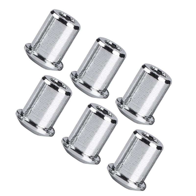 Dilwe 6Pcs Guitar Mounting Ferrules, Guitar String Caps Mounting Buckle Bushing Set for Electric guitar. Silver