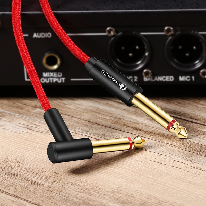 LinkinPerk Guitar Cable 6.35mm TS Mono Instrument Performance Cord 1/4 Straight to Right Angle Jack for Guitar, Bass, Keyboard (1M) 1M