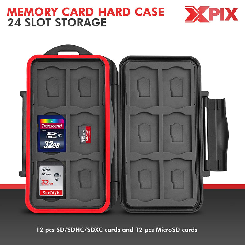 XPIX 24X Storage Water Resistant Protective Memory Card Case