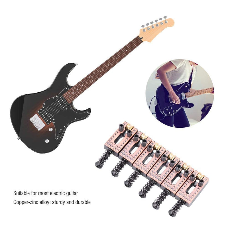 Saddle for Electric Guitar, 6 Roller Bridge Saddles for Fender Strat Tele Electric Guitar 4 colors(Red)
